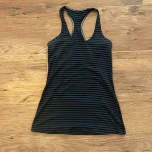 EUC size 6 dark gray and black striped lululemon racerback tank